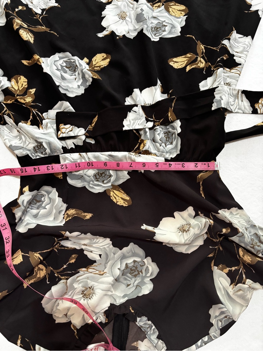 JJs House Black Maxi Dress with White and Gold Floral Print - Picture 4 of 6
